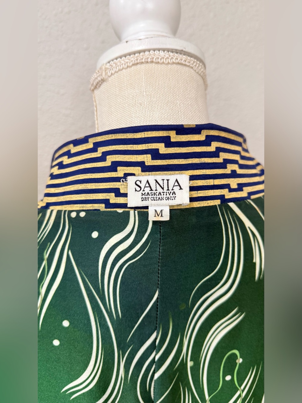 Sania Maskatiya M Luxury Long Kimono Duster Jacket Mixed Print Charmeuse - Picture 6 of 10